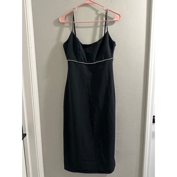 Sachin & Babi Black Midi Dress size 2 Missing one stone!‎ - Picture 1 of 11